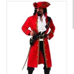XL Captain Hook costume with wig and hook
